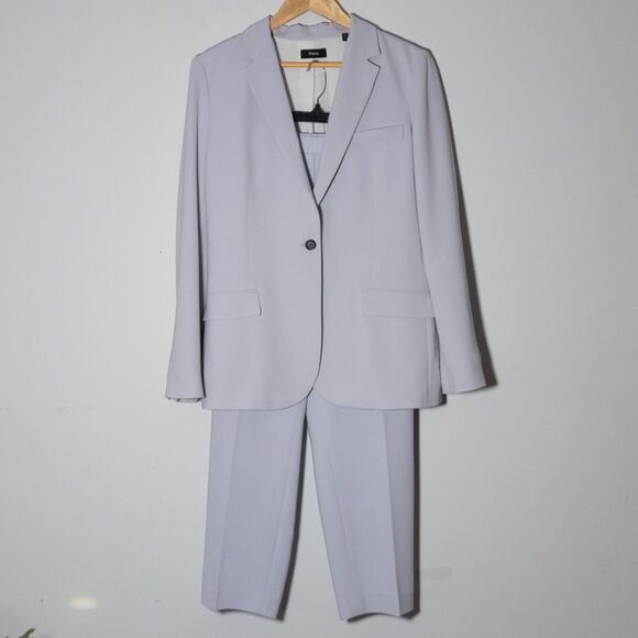 Theory Staple Blazer Admiral Crepe Lavender Purple Women's Size 12 Pant Size 12 - Picture 1 of 13
